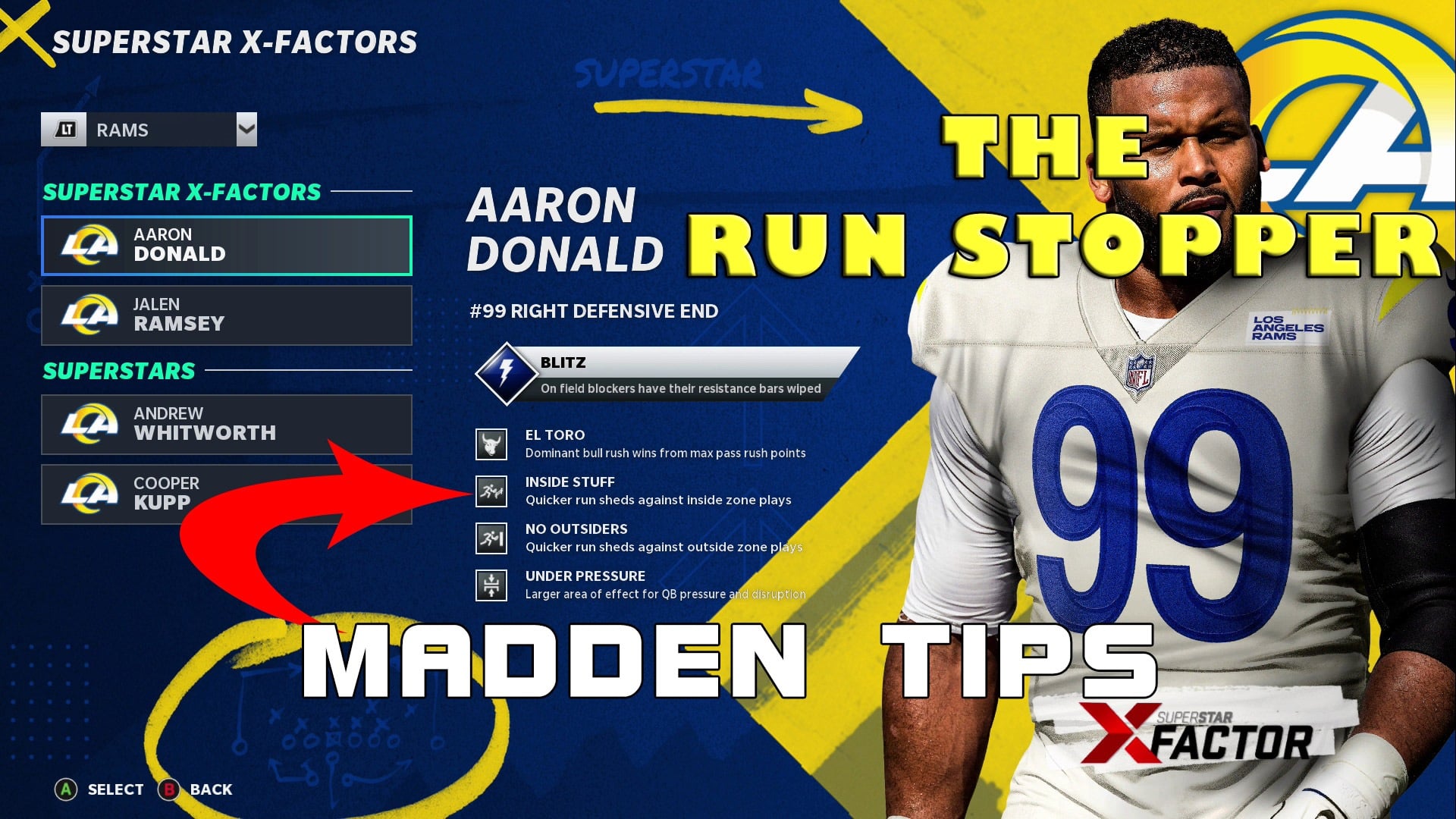 madden tips run defense aaron donald inside stuff run stopper