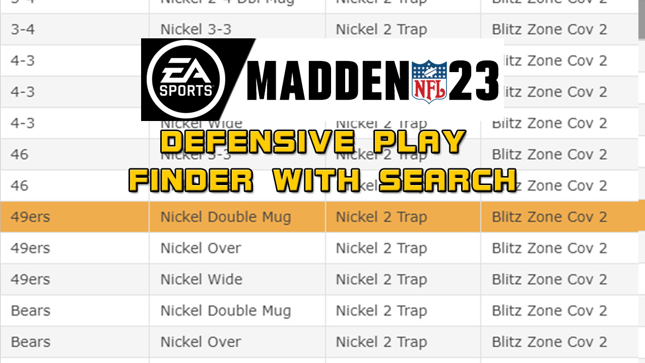 Madden NFL 23 Defensive Play Finder With Search
