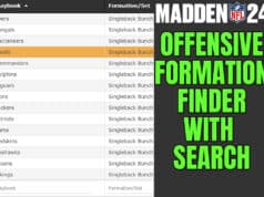 madden 24 offensive formation finder with search