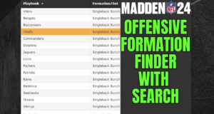 madden 24 offensive formation finder with search