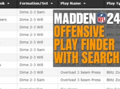 madden 24 offensive play finder with search