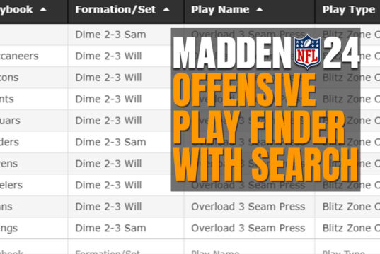 madden 24 offensive play finder with search